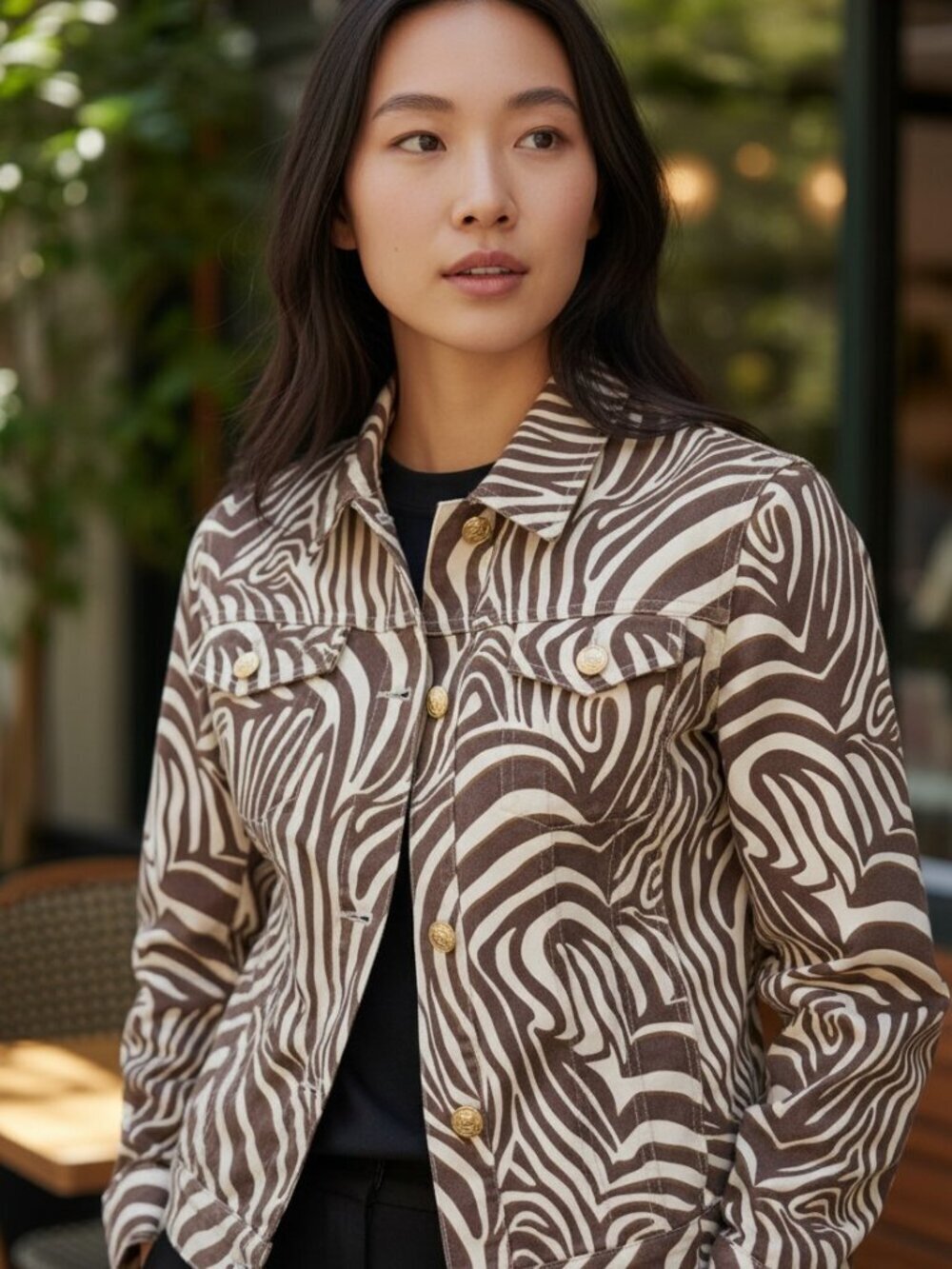 J McLaughlin Coby Jacket Cream Brown Seabray Women's XS